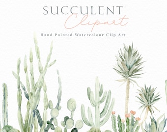 Watercolor succulent clip art/Small Set/rustic peach/Individual PNG files/Hand Painted/Wedding