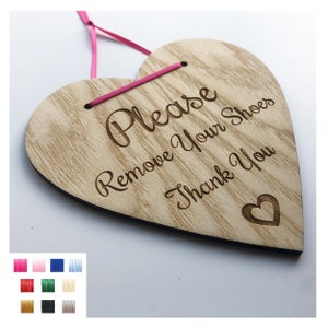 ¡Quítate los zapatos! ¡Gracias! Placa de madera para colgar en el porche.