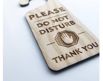 Please Do Not Disturb Wooden Hanging Door Knob Sign Office Home