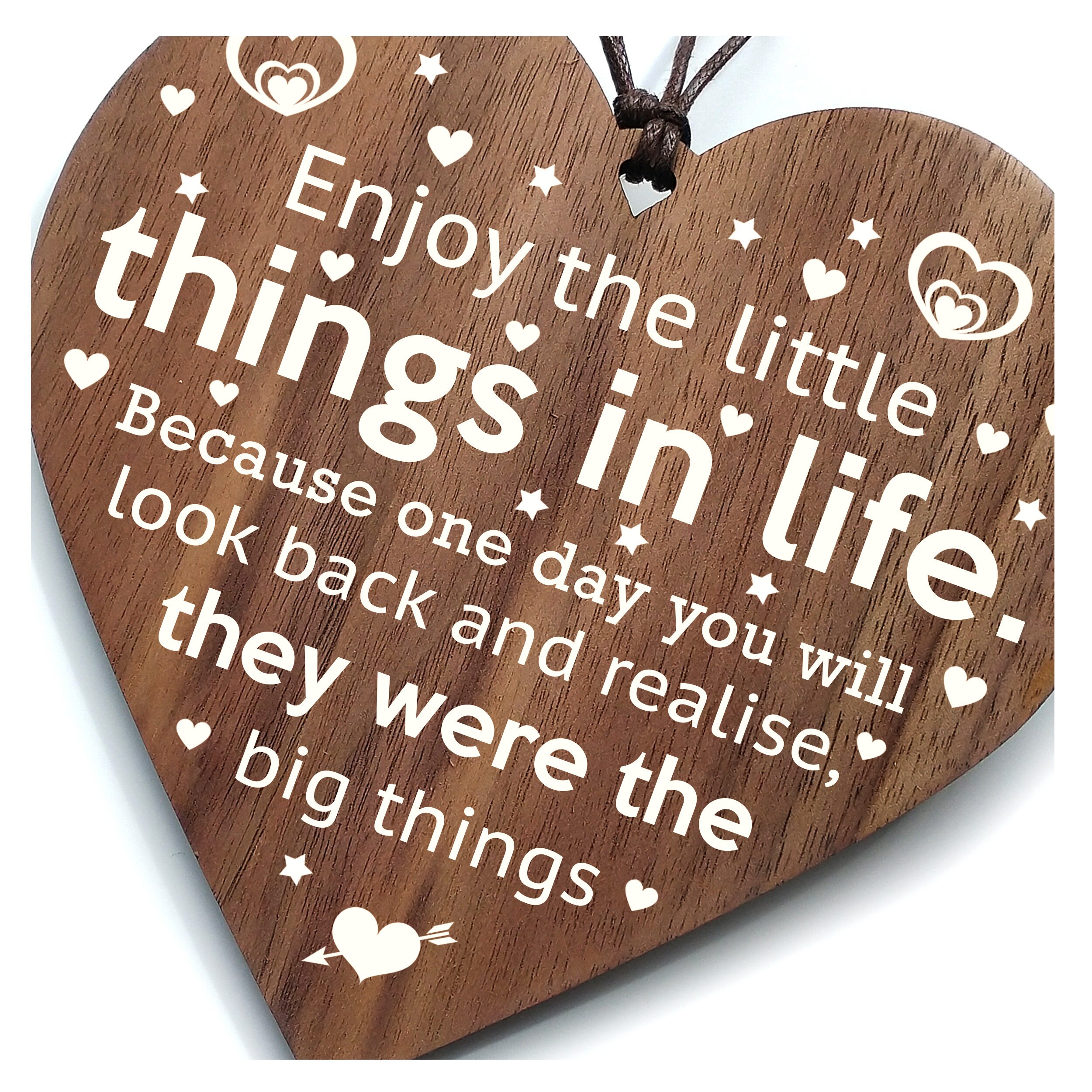 Enjoy The Little Things in life Large Wooden Hanging Message Plaque/Sign 30x45cm