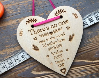 Funny Snoring Husband Gift: Laser Cut Birch Wood Sign