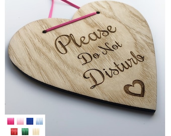 Please Do Not Disturb Door Sign, Nice Polite Way of Asking - Heart Shaped Engraved Plaque