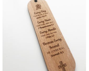 Christian Bible Verse Psalm Inspirational Wooden Bookmark for Men and Women