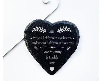 Slate Heart Grave Marker Memorial From Mummy & Daddy For Their Lost Baby