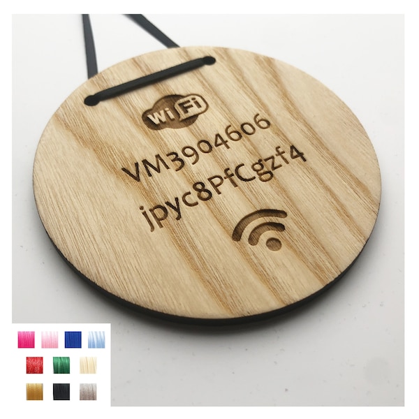 Wifi Password Login Username Details Sign House Warming Gift Home Internet Sign 3MM Reminder Wooden Engraved Circle