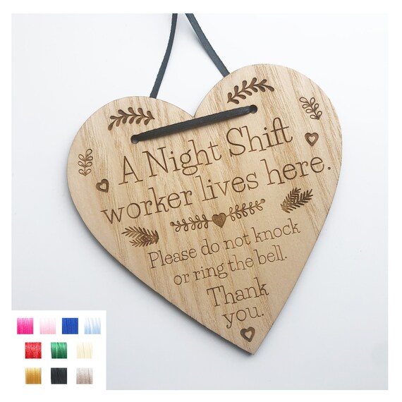 Night Shift Worker Sleeping Sign: Laser Cut Birch Wood, Do Not Disturb