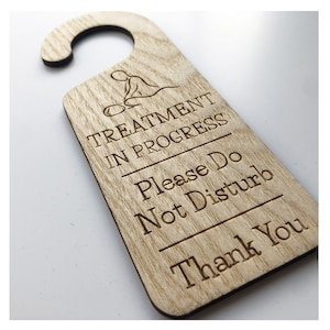 Treatment In Progress Wooden Door Sign: Salon Massage Do Not Disturb