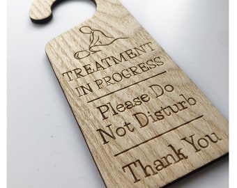 Treatment In Progress Wooden Door Sign: Salon Massage Do Not Disturb