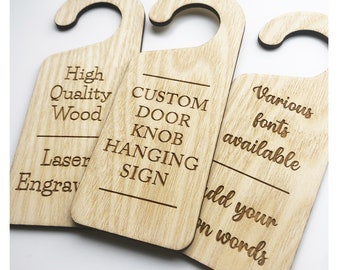 Custom Engraved Wooden Door Knob Sign: Made to Order