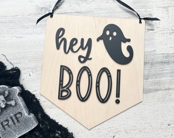 Hey Boo Halloween Decoration; Hey Boo Wall Hanging; READY TO SHIP