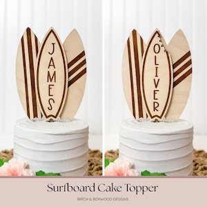 Surfboard Cake Topper | Surf Birthday | Custom Surfboard Cake Topper | Wood Cake Topper