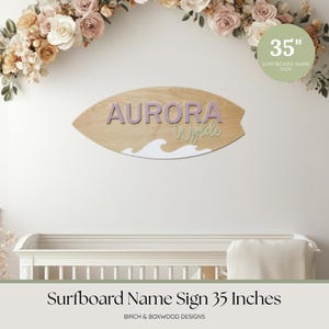 35 Inch Surfboard Name Sign | Surfboard Wall Decor | Surfboard Wall Art | Surfboard Nursery Sign