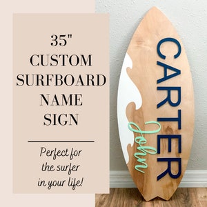 35" Surfboard Name Sign; Surfboard Wall Decor; Surfboard Wall Art; Surfboard Nursey Sign