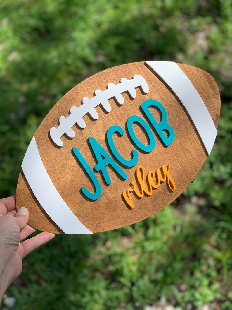 Football Name Sign Football Room Decor Custom Football Name Etsy