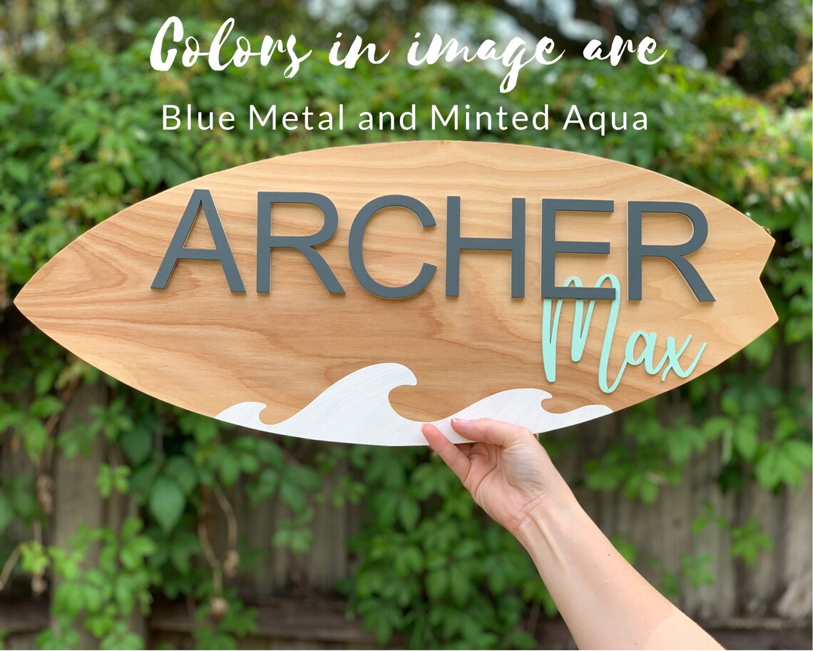 23 Surfboard Name Sign Surfboard Wall Decor Surfboard Etsy