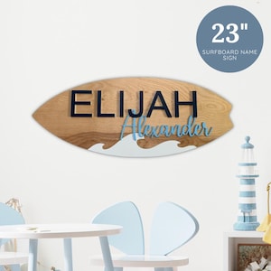 23 Inch Surfboard Name Sign | Surfboard Wall Decor | Surfboard Wall Art | Surfboard Nursery Sign