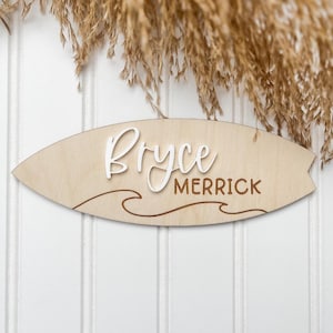 Mini Surfboard Name Sign; Surfboard Announcement Photo Prop
