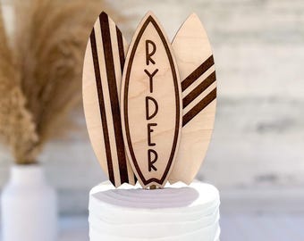 Surfboard Cake Topper | Surf Birthday | Custom Surfboard Cake Topper | Wood Cake Topper