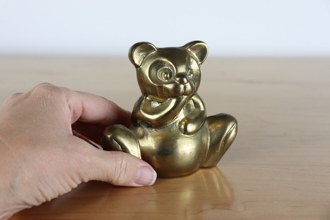 Vintage Brass Teddy Bear Figurine Etsy