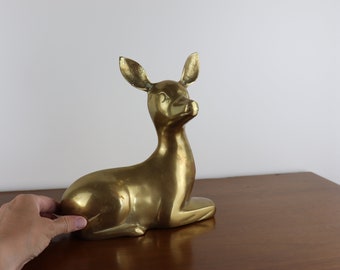 Vintage Large Brass Doe / Deer Figurine