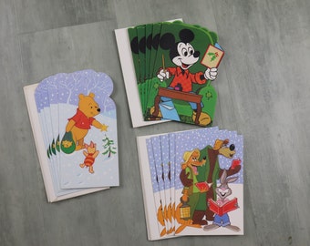 Vintage Christmas Cards / Mickey Mouse - Pooh - Brer Rabbit - Set of 15, Hallmark