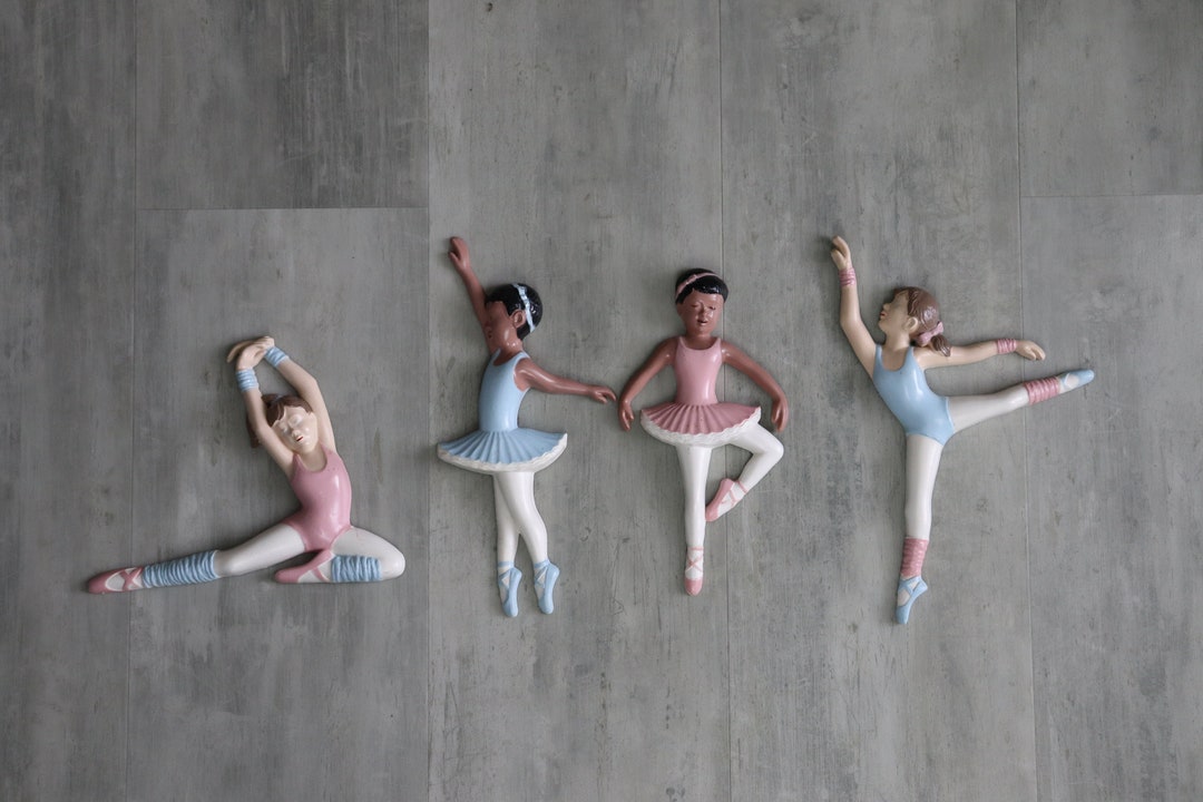 Vintage Plastic Little Girl Ballerina Set / Wall Hangings Set of Four