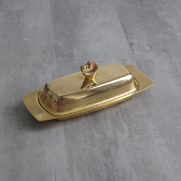 Vintage Gold Toned Butter Dish