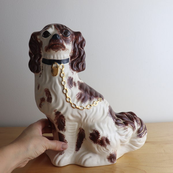 Vintage Dog Figurine Statue - White and Brown