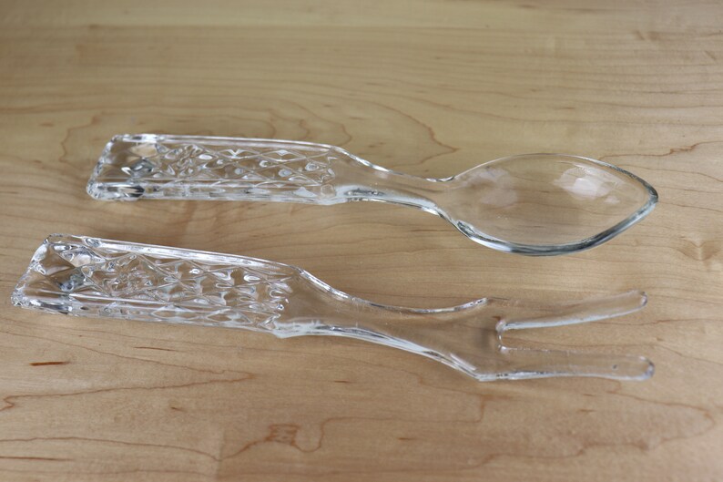 Vintage Glass Salad Spoon and Fork Wexford Etsy