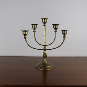 Vintage Brass Five Candle Stick Holder Candelabra