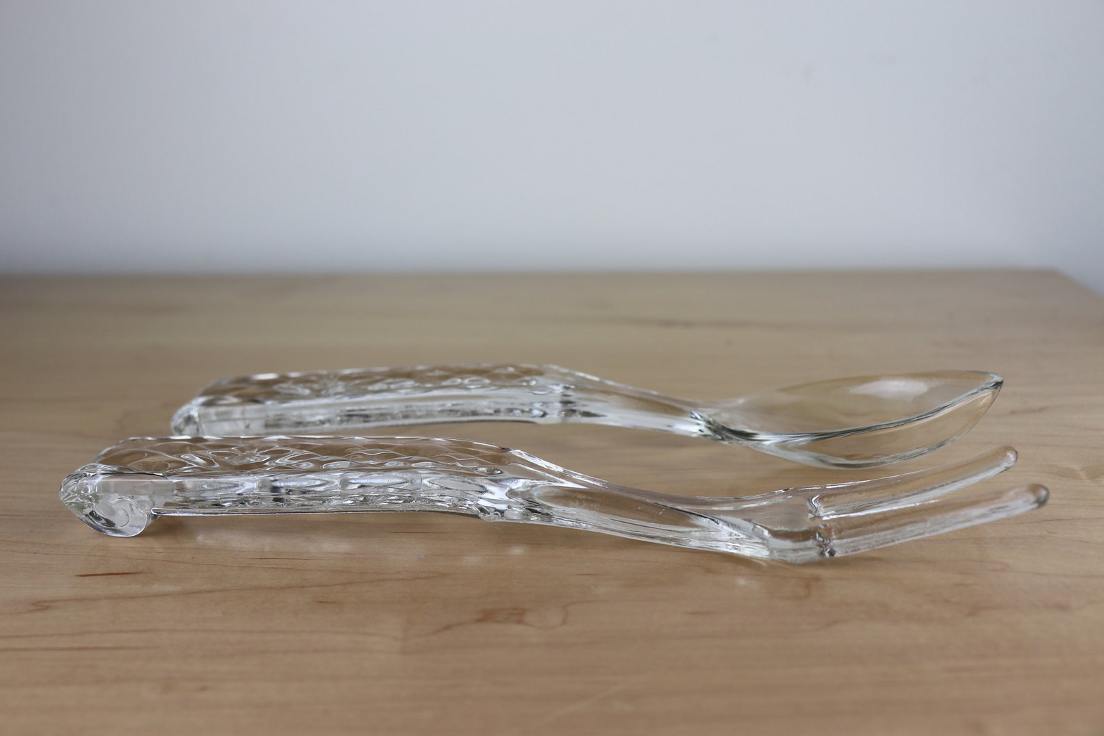 Vintage Glass Salad Spoon and Fork Wexford Etsy