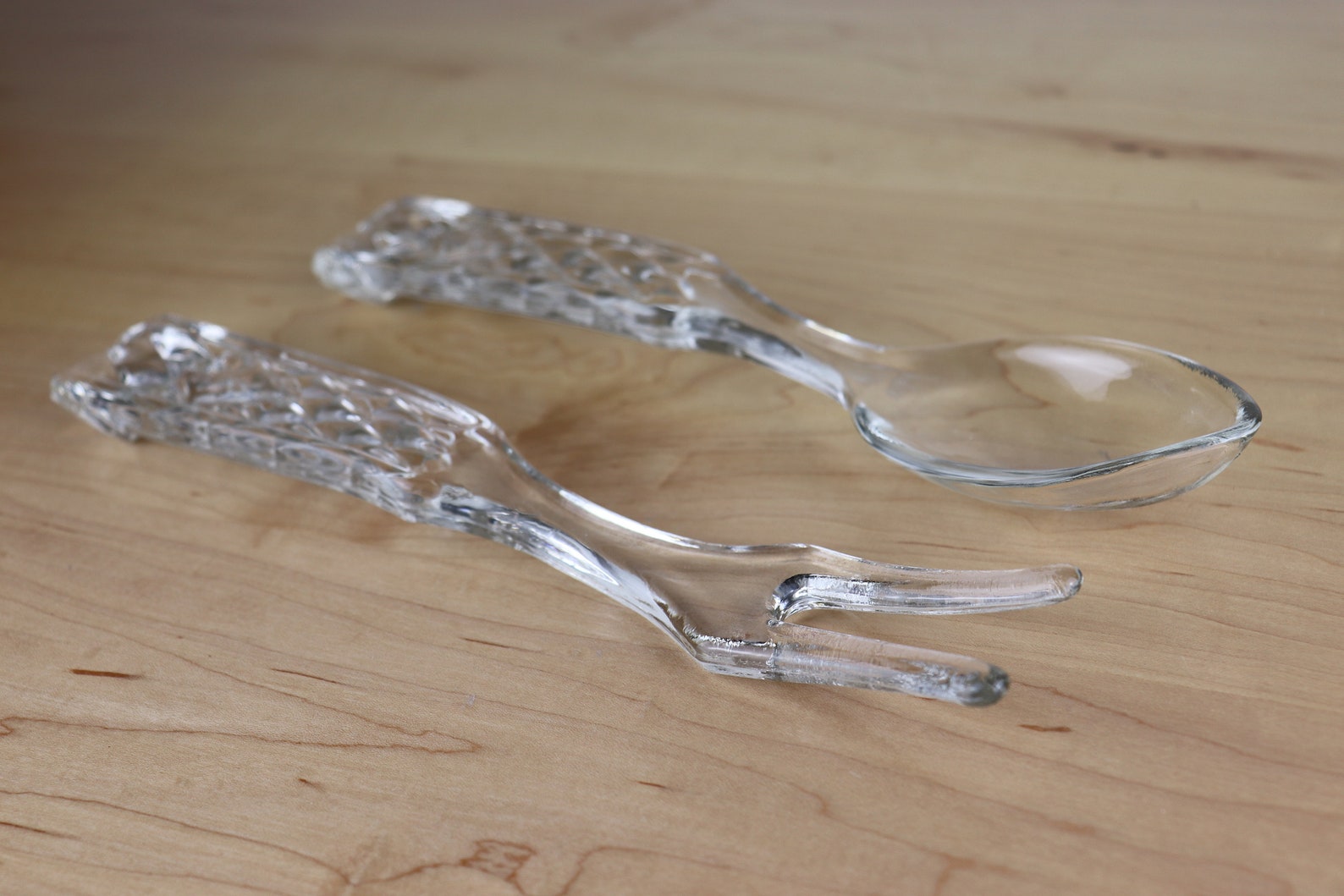Vintage Glass Salad Spoon and Fork Wexford Etsy