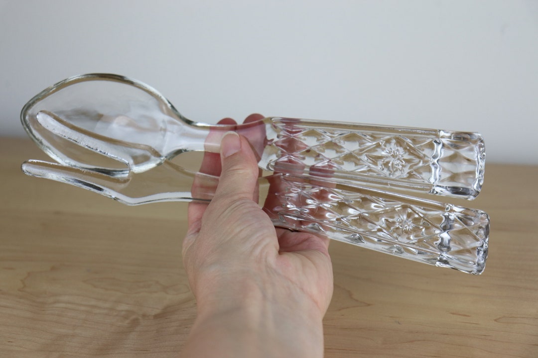 Vintage Glass Salad Spoon and Fork Wexford Etsy