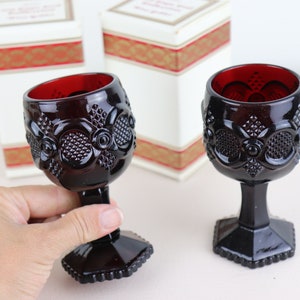 Vintage Red 1876 Cape Cod Avon Wine Goblet - Set of 2