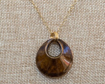 Brown and gold ceramic necklace