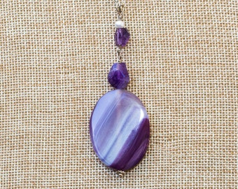 Purple agate and amethyst necklace