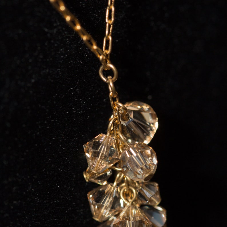 Golden shadow crystal cluster drop necklace image 3