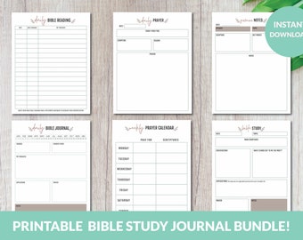 Bible Study & Journal Printable Bundle | Bible BUJO Printable | Prayer Journal Printable Devotional Printable | Sermon Notes| Dreams | Goals