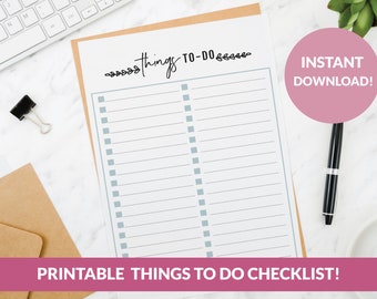 Printable Things To Do Checklist | Daily Checklist | Do do list | Get it done list | Checklist Printables | Printable Checklist