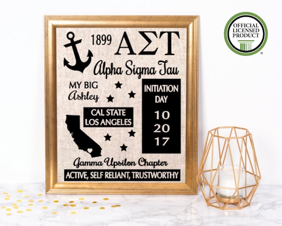 Alpha Sigma Tau Sister Gift Sorority Sign Sorority Sister Gift Big Little Sister Gift Sorority Initiation Gift Sorority House