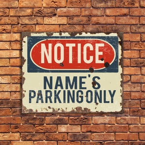 Custom Bespoke Personalised Any Text Notice Parking Car Automotive - Art Typograhy Wall Fine Metal Art Prints Metal Tin Sign