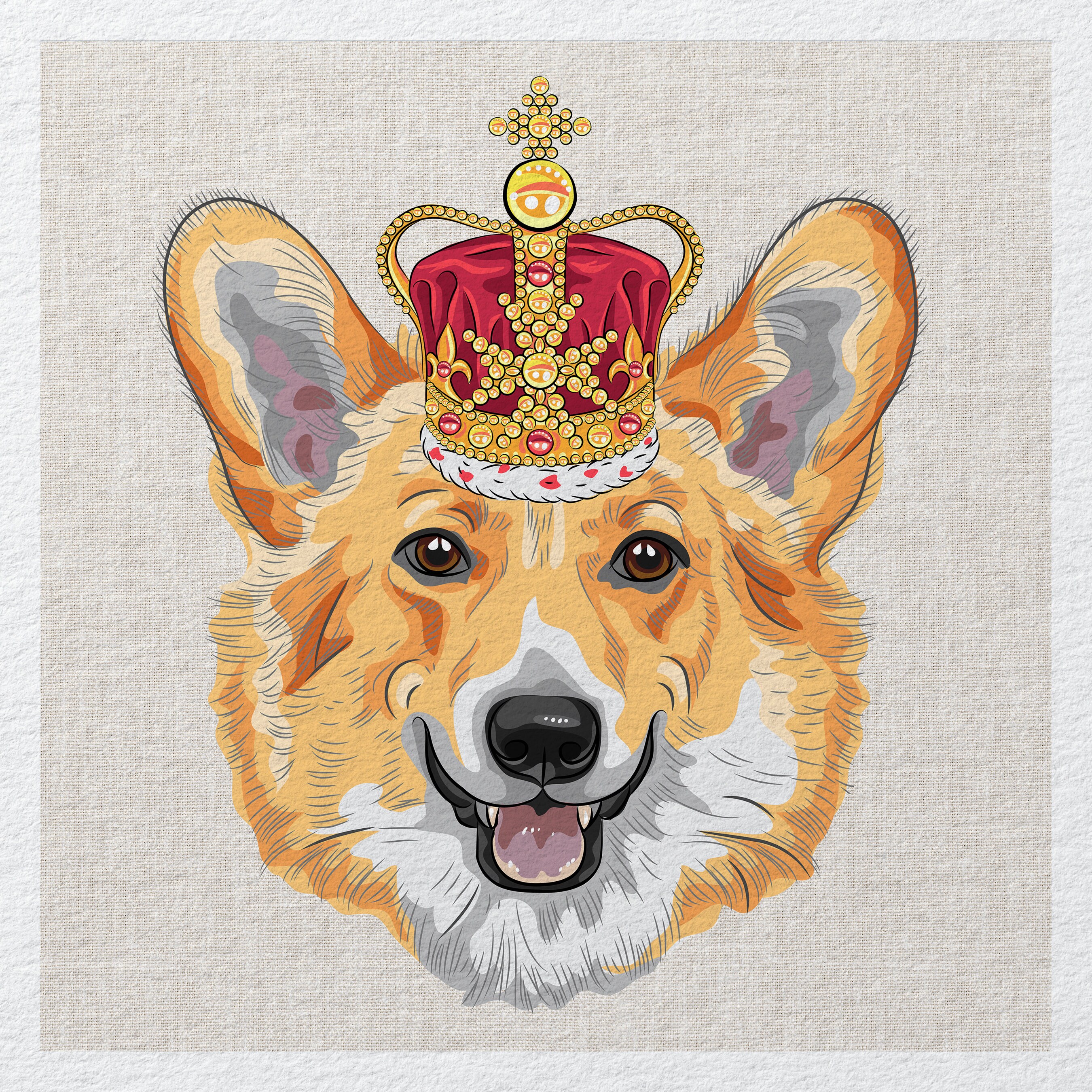 Corgi fabric panel - Etsy 日本
