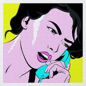 Woman Face Telephone Cartoon Comic    -  Fabric Panels Cushion Panels Velvet Cotton Polycotton Spandex