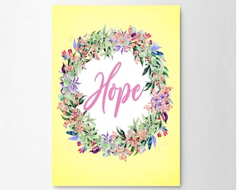 Hope Typography Inspirational Quote Wall Fine Art Prints, Art Posters