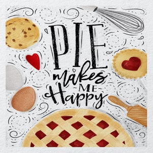 pie makes me happy  - Fabric Panels Cushion Panels Velvet Cotton Polycotton Spandex
