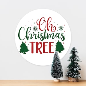 Oh Christmas Tree Christmas Xmas - Art Typograhy Inspirational Quote Wall, Wreath, Post, Door Tin Metal Sign Plaque
