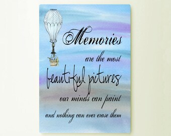 Metal Sign Memories Beautiful  - Art Typograhy Inspirational Quote Wall Fine Art Prints, Tin Sign