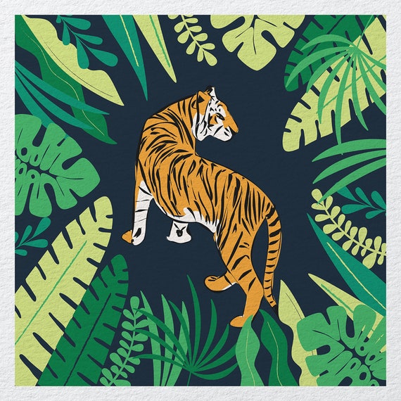 Tiger im Dschungel- Stoff Panels Kissen Panels Samt Baumwolle