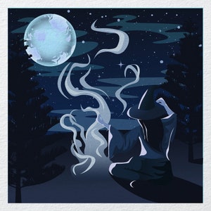 Witch sat with the moon - Fabric Panels Cushion Panels Velvet Cotton Polycotton Spandex
