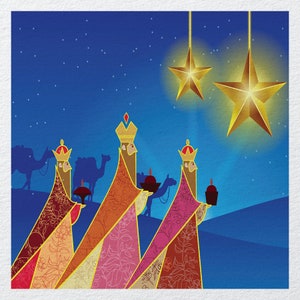 3 Kings Wise Men Star Christmas Nativity  -  Fabric Panels Cushion Panels Velvet Cotton Polycotton Spandex